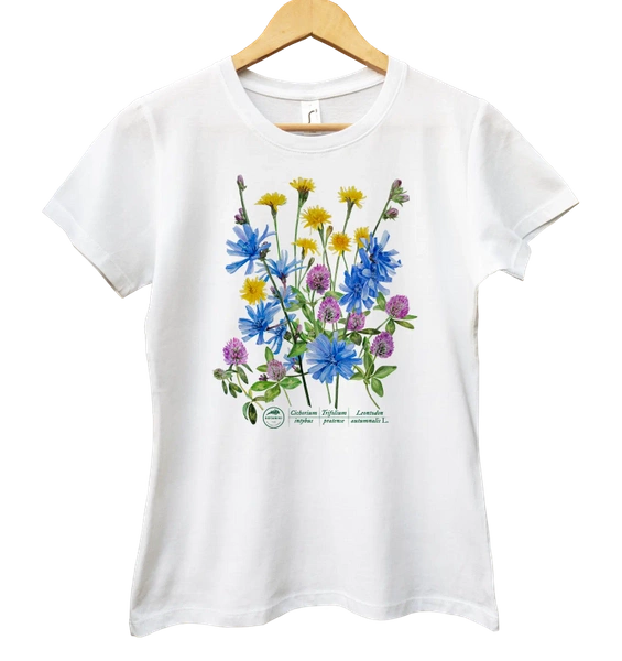Kwiaty przydrożne — koszulka damska