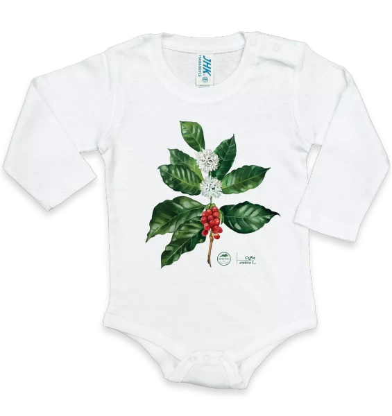 body z motywem roślinnym dla niemowlaka, noworodka — kawowiec arabski